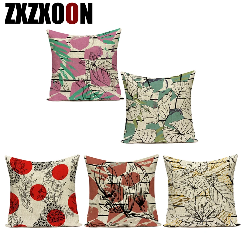 Декоративный чехол для диванных подушек из полиэстера с красными розовыми и