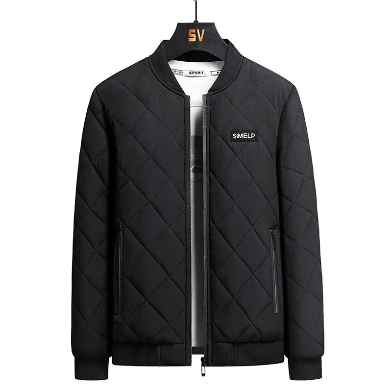 

Winter Men Thermal Cotton Padded Jacket Warm Fleece Solid Color Loose Coat Male Casual Stand Collar Quality Windproof Overcoat