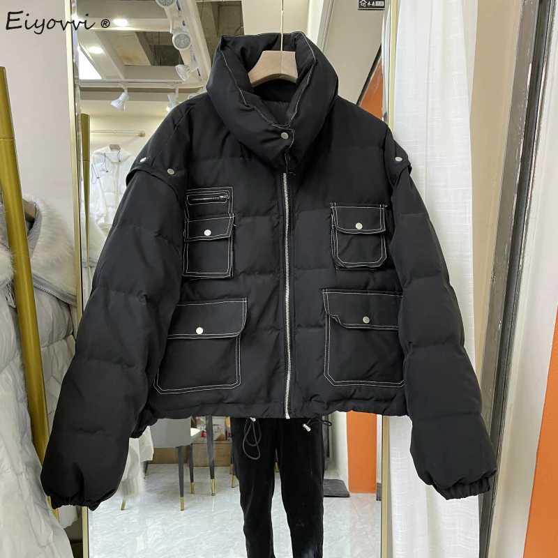 Women's Winter Down Jacket 2021 New Short Detachable Fashion Work White Duck Coat Fashion Female Jackets Warm Slim Elegant Coats