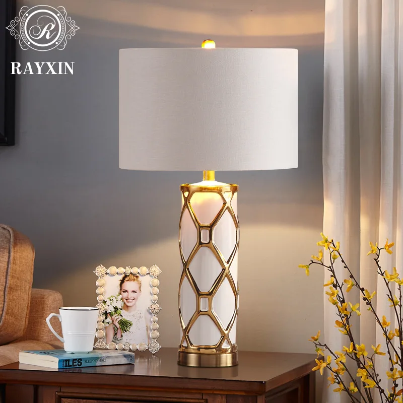 Роскошная Скандинавская керамическая большая настольная лампа для спальни