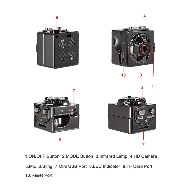 Мини камера HD 1080P видеокамера Спортивная цифровая инфракрасная с ночным видением