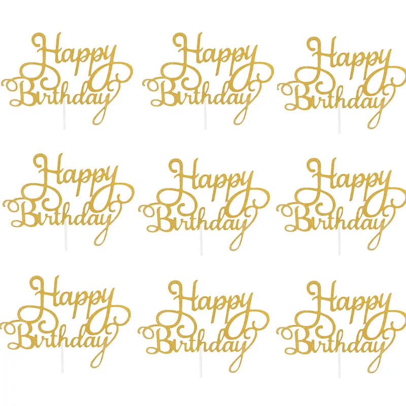 Баннер для торта золотистый серебристый 10 шт./лот | Дом и сад