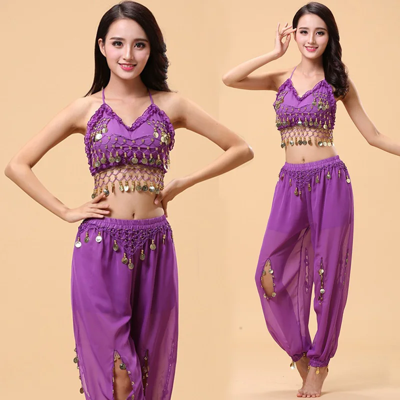 Костюм для танца живота женский с монетками сексуальный Индийские танцы |