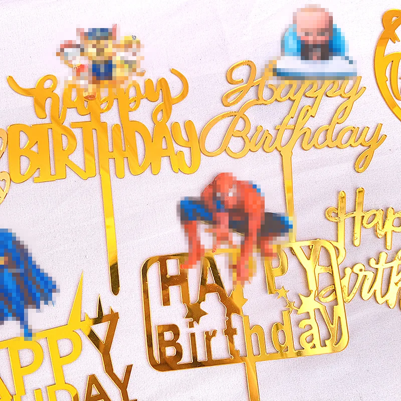 

Мультяшный автомобиль с днем рождения, акриловый торт, Топпер, Золотая принцесса, день рождения, кекс, Топпер для детского дня рождения