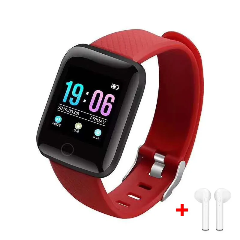 Red set Soulusic D13 Смарт-часы браслет сердечного ритма трекер шагомеры кровяное давление IP67 Водонепроницаемый Wirstband для IOS Androd PK IWO 8 - Цвет: Red set