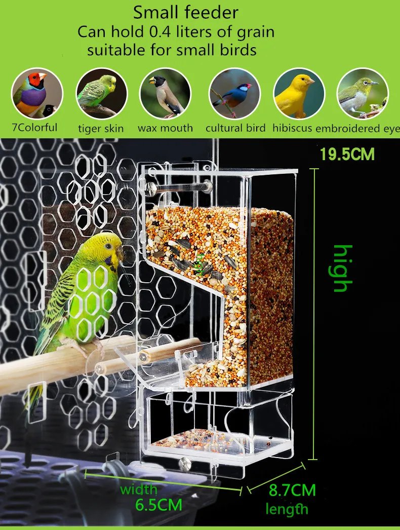 

Bird Feeding Tools Parrot Flying Small Animals Automatic Feeding Bowl Bird Eating Food Supplies Anti-splashing Food Box