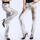 Винтажные повседневные женские рваные джинсовые брюки с принтом и вышивкой, женские Стрейчевые джинсовые брюки 2021