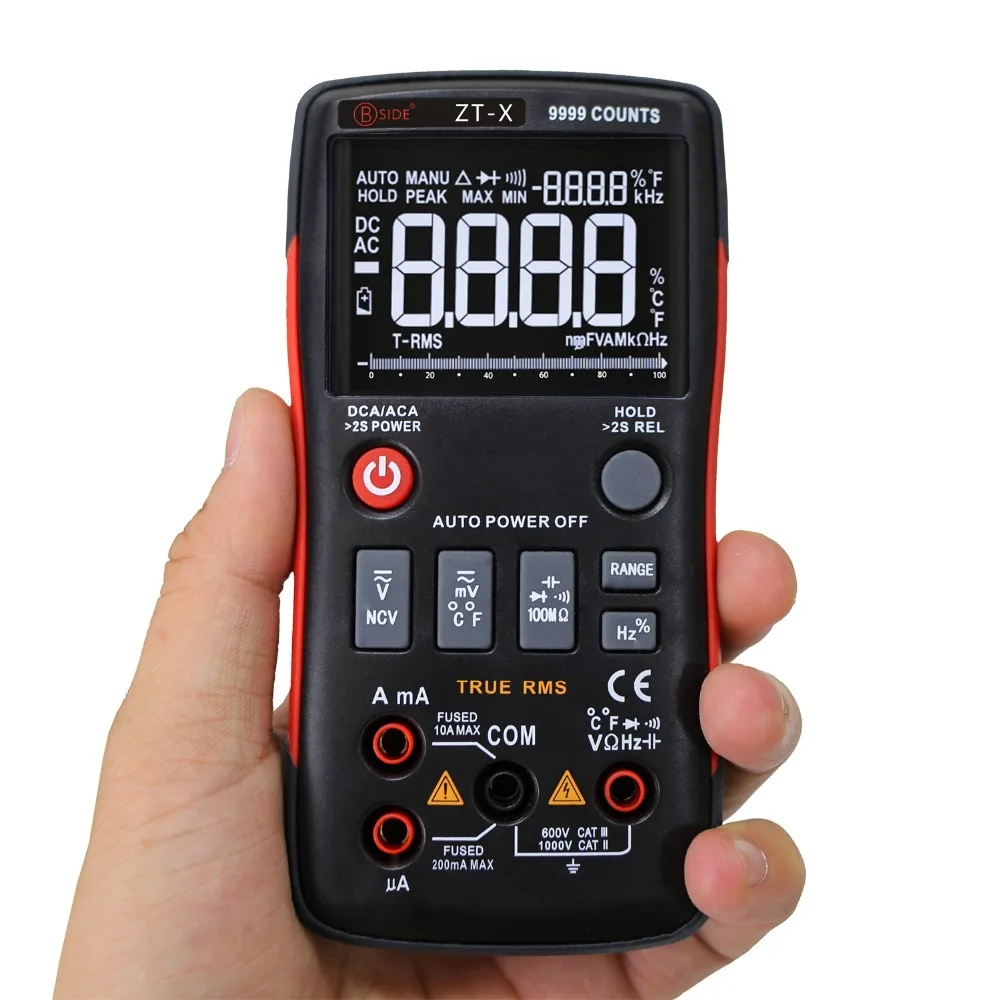 BSIDE ZT-X Цифровой мультиметр True RMS 9999 отсчетов 3 линии дисплей Multimetro DMM Вольтметр постоянного тока/переменного тока Амперметр Ом Гц тестер температуры
