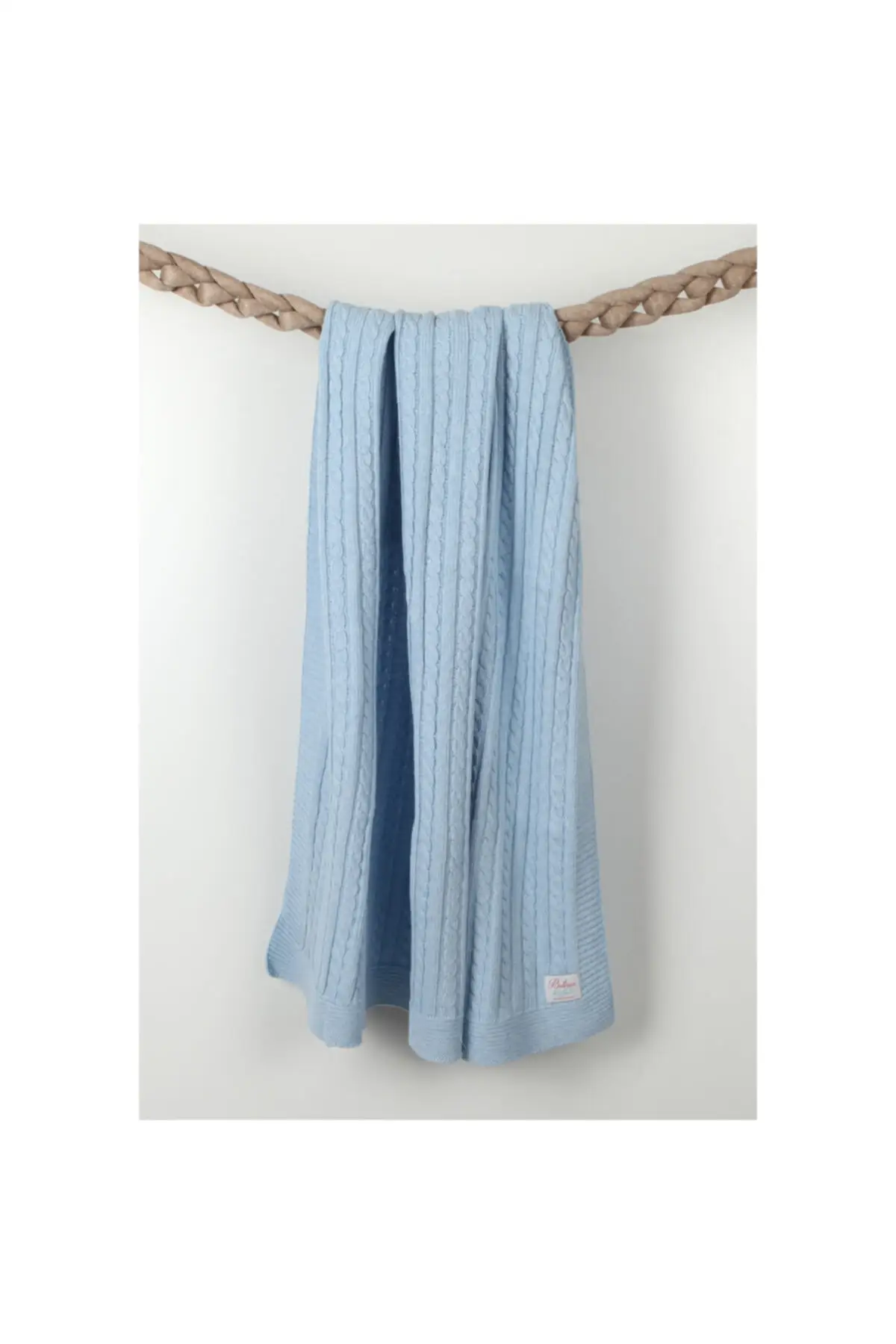 Knit Baby Blanket Blue White Baby & Kids Home Textile Textile & Furniture