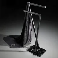 Floor Towel Rack Stainless Steel Black Bathtub Shelves Creative Bathroom Bathrobe Hanger Towel Bar Towel Rack