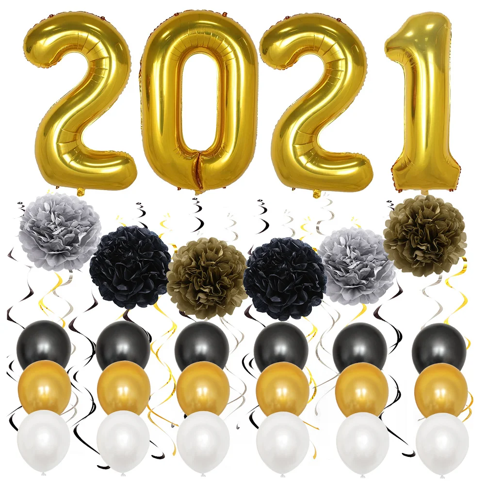 

1 Set 46Pcs 2021 Party Balloons New Year Party Balloons Graduation Balloons