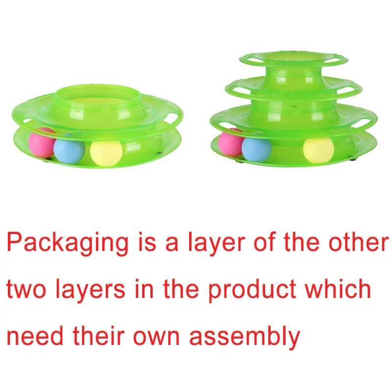 

s New Pet Cat IQ Training Toys Three Layers Kittens Turntable With Colorful Balls Solve Boredom