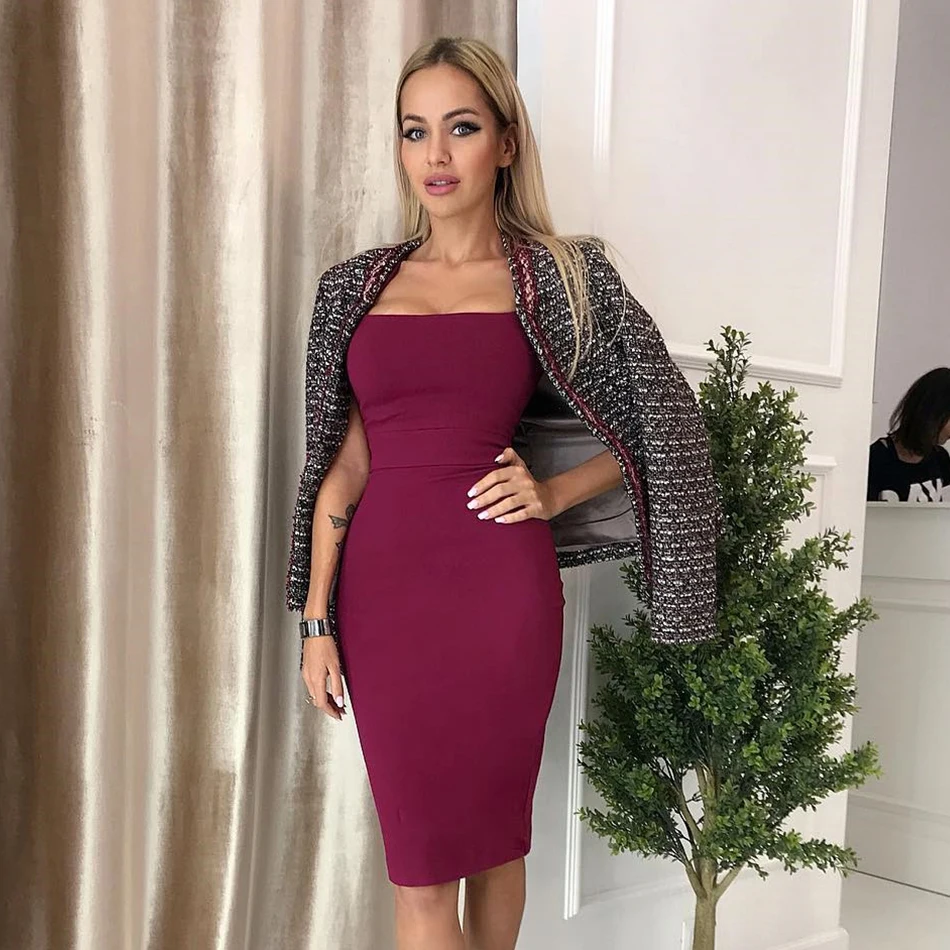Новинка зимы 2019 модное женское Бандажное платье сексуальное без рукавов с