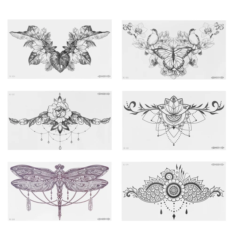 

6 листов, временные водонепроницаемые наклейки на живот и грудь