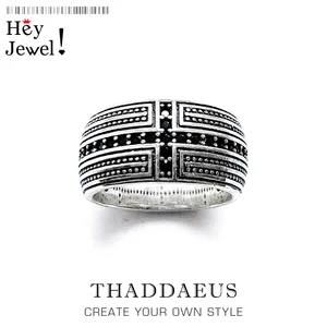 Кольцо с черным кубическим крестом, украшения для души в европейском стиле, хорошее Ювелирное Украшение для мужчин и женщин, подарок из серебра 2018 пробы 925 пробы