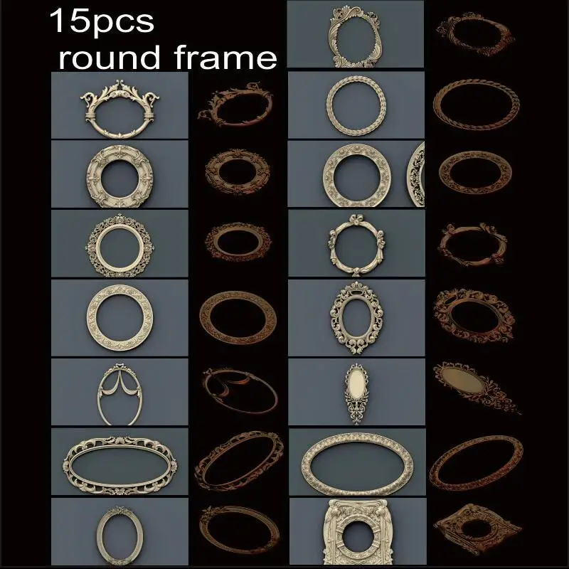 15 шт./компл. круглая РАМА 3d модель STL рельеф для ЧПУ формат рамка рельефная роутер 3