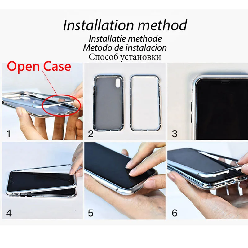 Красный Прочный магнитный металлический чехол из закаленного стекла для IPhone X XS