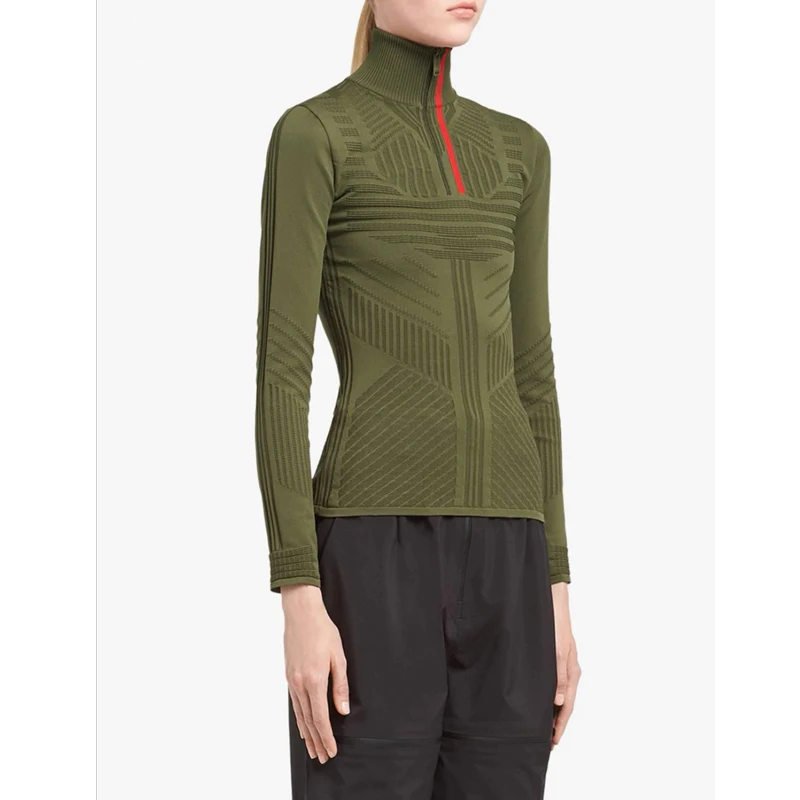 12.30 2020 Early Spring New Women Tide Fashion Contrast color Half Zipper Design Slim Pullover Knitwear Top | Женская одежда