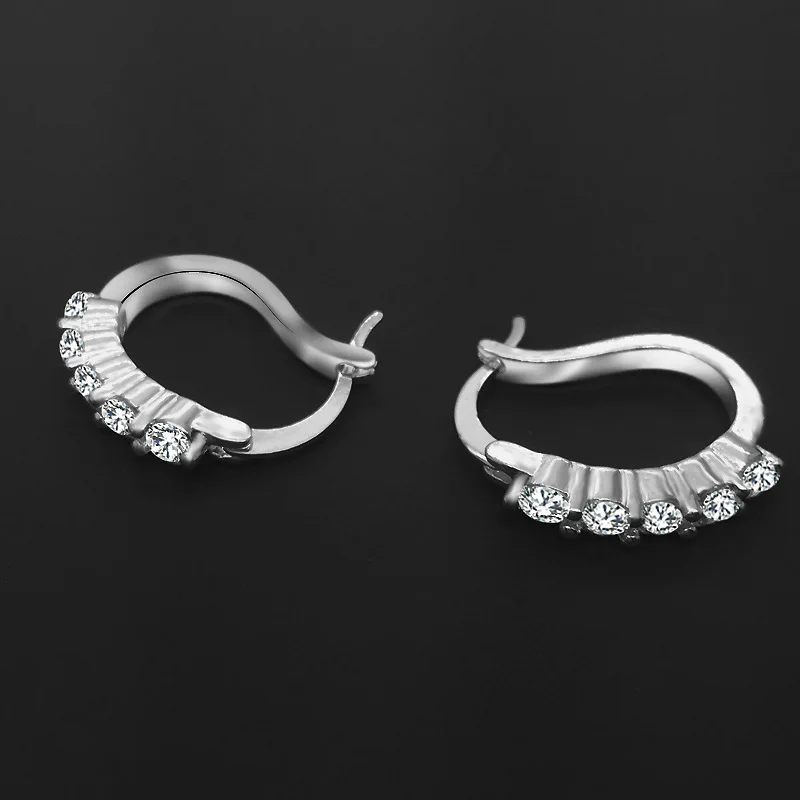 Модные серьги-гвоздики серебряного цвета Роскошные инкрустированные Стразы U