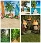 Фон для фотостудии с изображением летних тропических лесов джунглей зеленых листьев весеннего побережья природы пейзажа младенца