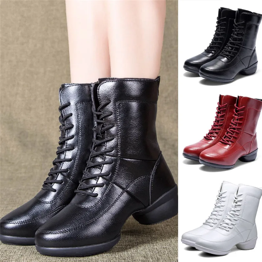 Женская обувь черные теплые ботинки современный танцевальный Джаз мягкая