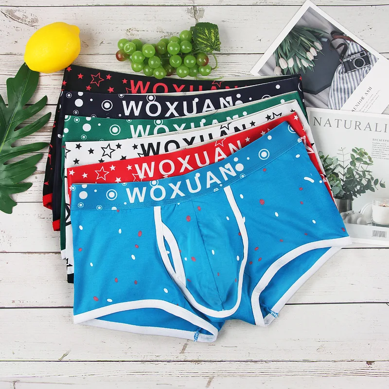 Wholesale Men's Boxer Shorts Sexy Printed Underwear Lingerie 6pcs/pack Mens Penis Pouch Boxers Trunks Soft Underwear M-XXL