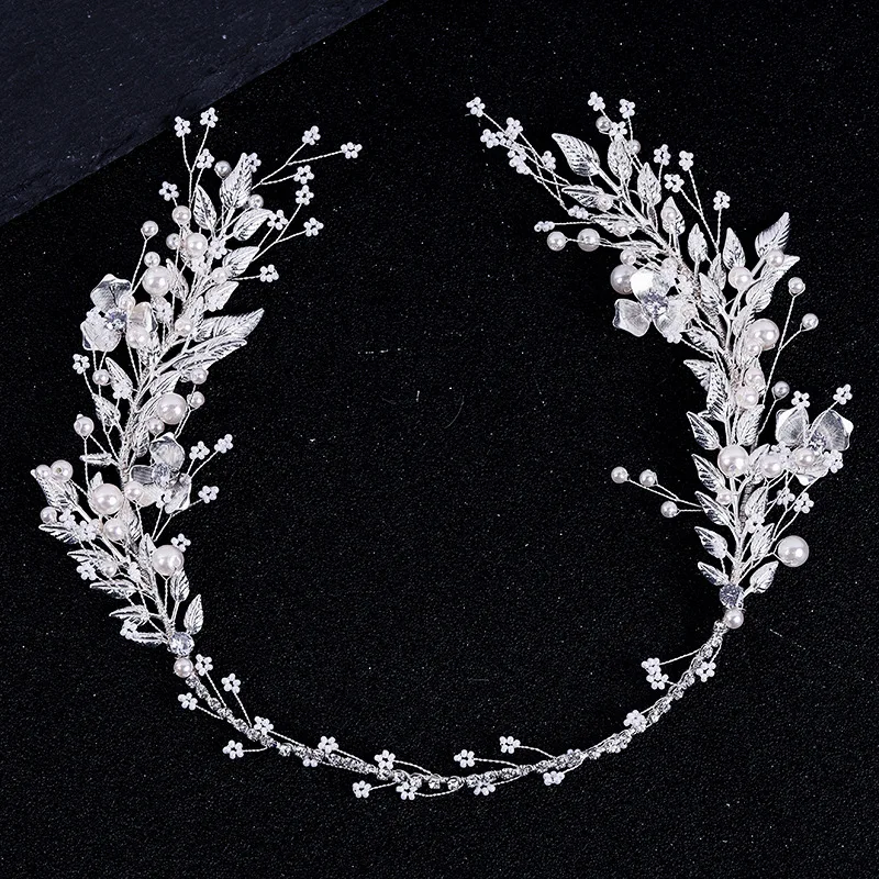 

Bridal Headdress Pearl Crystal Leaf Hair Band Wedding Bridal Head Jewelry Hairband