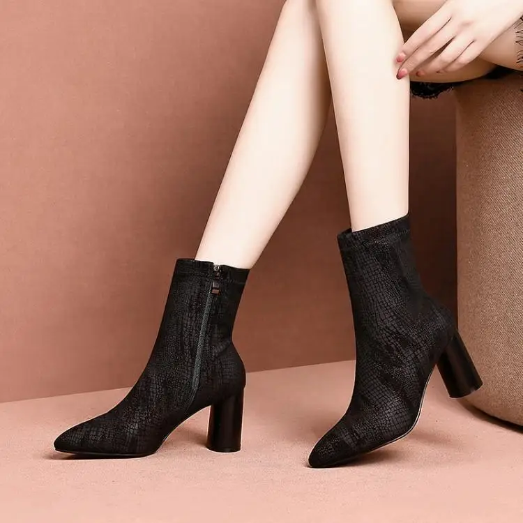 Ins elastic boots thick heel Martins ladies fashion fall/winter cloth Martin Boots winter shoes women | Обувь