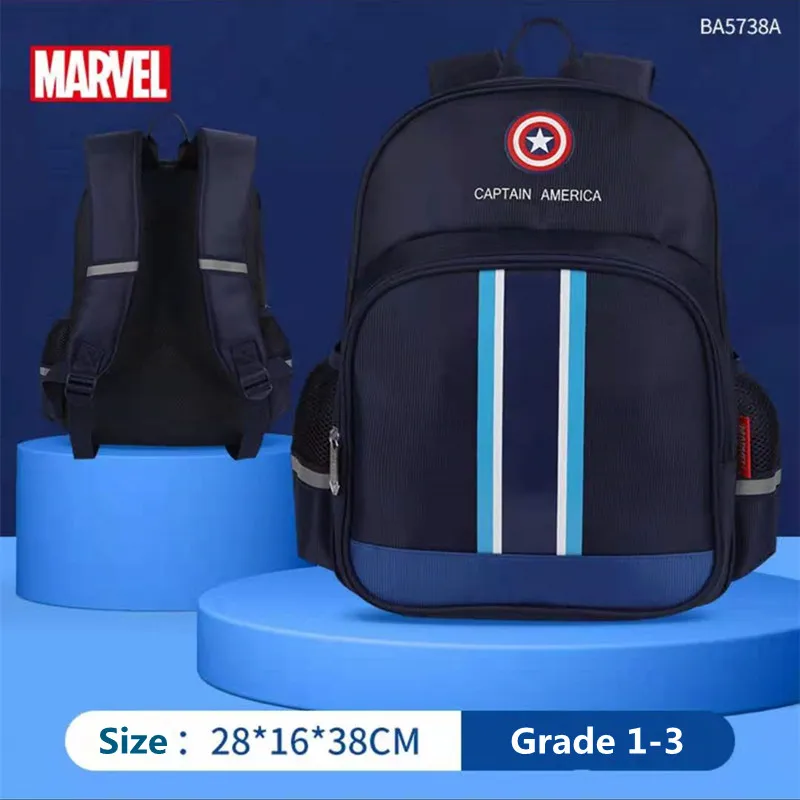 Disney School Bags For Boys Spider Man Captain America Primary Student Shoulder Orthopedic Backpack Grade 1-3 Mochilas Escolares