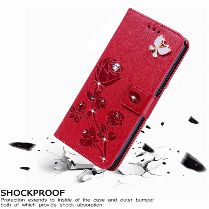 Роскошный блестящий чехол с розами для Meizu M2 Mini M5 M6 Note M5S M6S A5 M5C M9C C9 Pro 6 Plus 6S откидной