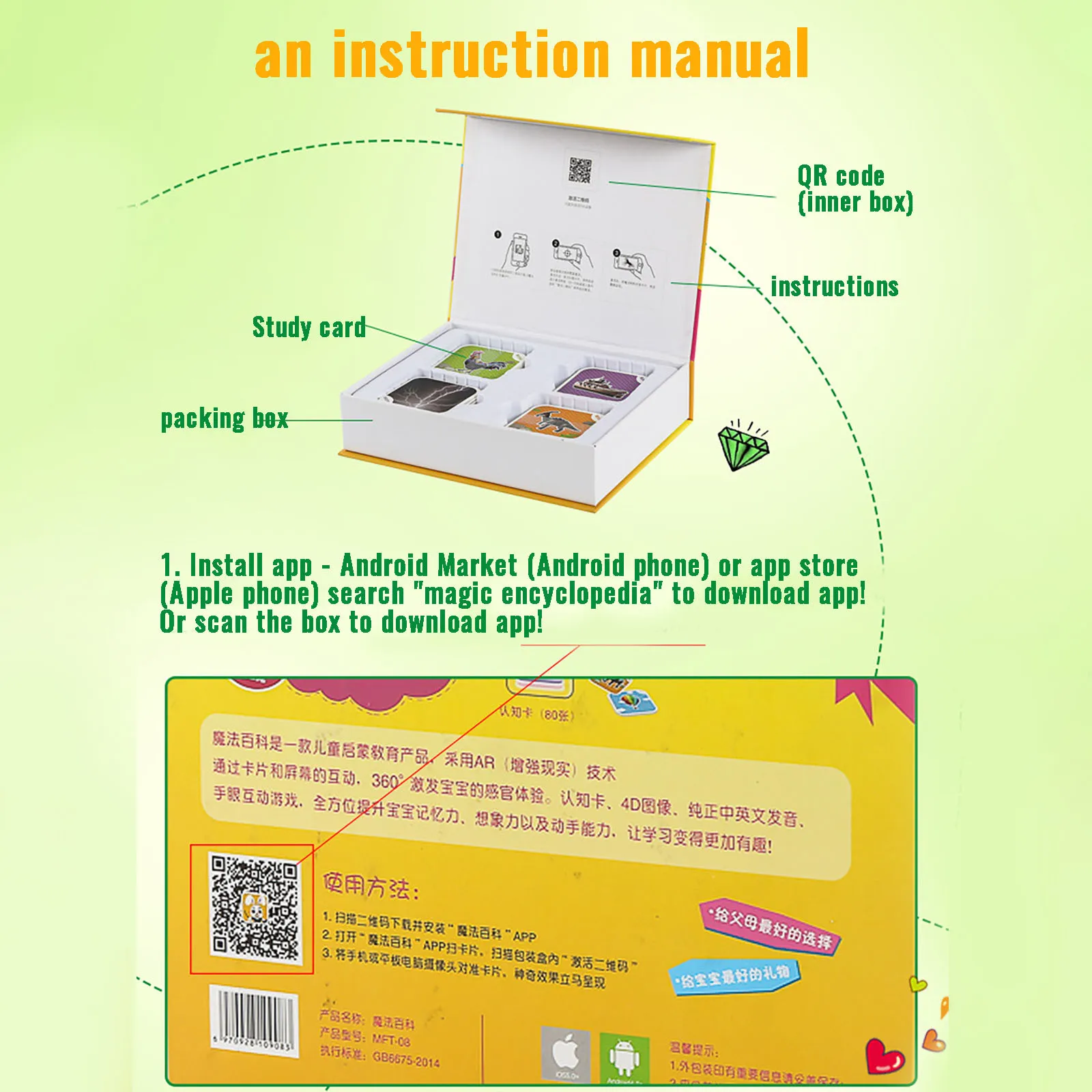 

68 Pieces In 13 Language 3D Encyclopedia Enlightenment Eard Stationery Mobile Phone Smart Animation Education Card Chlid Toy Set