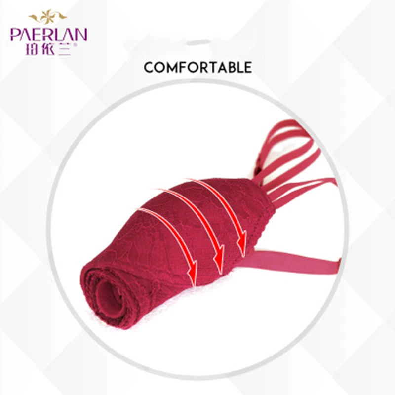 PAERLAN Ladies Briefs Fashion Lace Sexy Push-ups Deep V-neck Underwear Front Buckle No Steel Ring Bra Set Underwear Women Set
