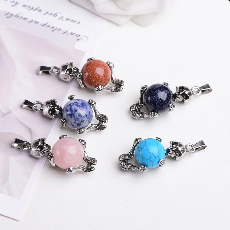 

Natural Quartz Crystal Skeleton hugging Bead Pendant Rock Mineral Specimen Fashion Simple Pendant Necklace DIY Gift