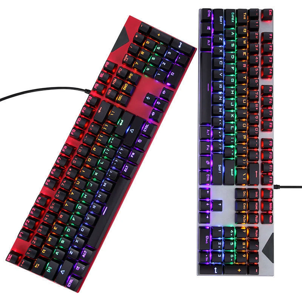 

Wired Keyboard Mini Portable USB 104 Keys RGB LED Backlight Mechanical Gaming Keypad For Tablet Desktop PC Laptop