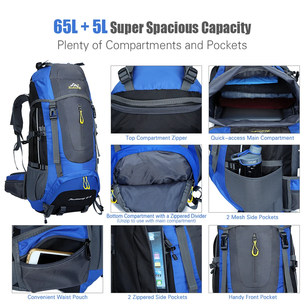 70L спортивная сумка для походов путешествий кемпинга рюкзаков альпинизмов|Сумки