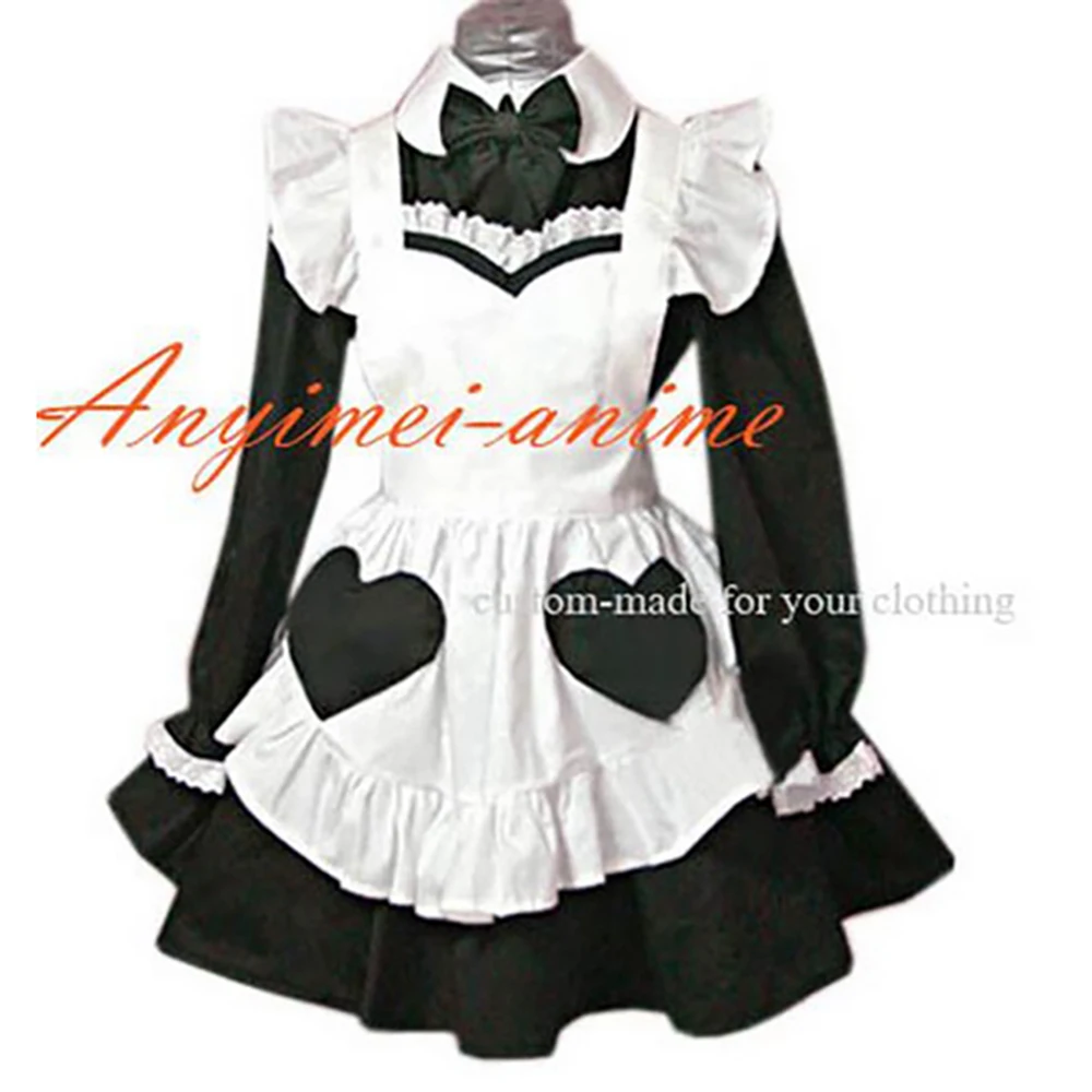 

fondcosplay adult sexy cross dressing sissy maid short black Cotton Dress Lockable Uniform white apron Costume Tailor-made[G247]