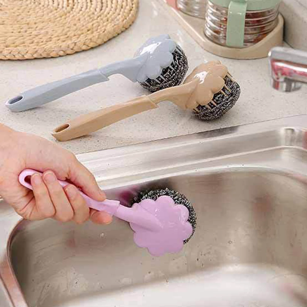 1 шт. новая шариковая щетка из нержавеющей стали с длинной ручкой кухонная