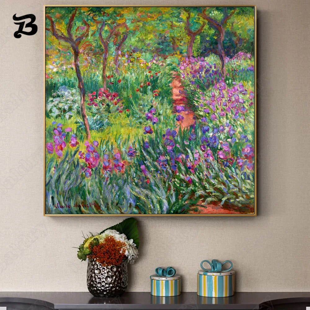 

Oil Painting On Canvas Handmade Flowers and Trees Canvas Posters and Prints Wall Art Pictures Garden Path for Living Room Decor