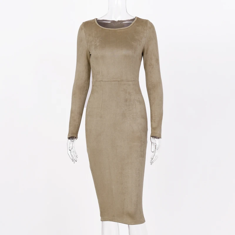 Chicology замшевые облегающие сексуальные элегантные женские миди платья 2019 осень