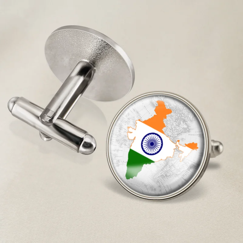 Запонки герб Индии индийская карта флаг государственная эмблема | Украшения и