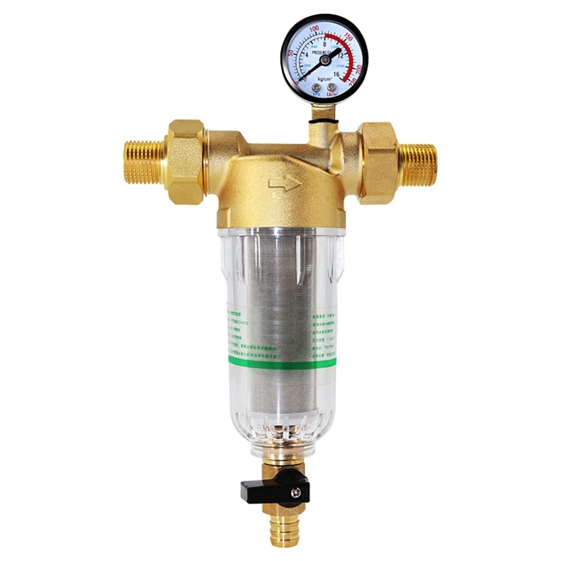 Hot sale Water Pre Filter System 2/5 Inch&1 Inch Brass Mesh Prefilter Purifier W/ Reducer Adapter&Gauge