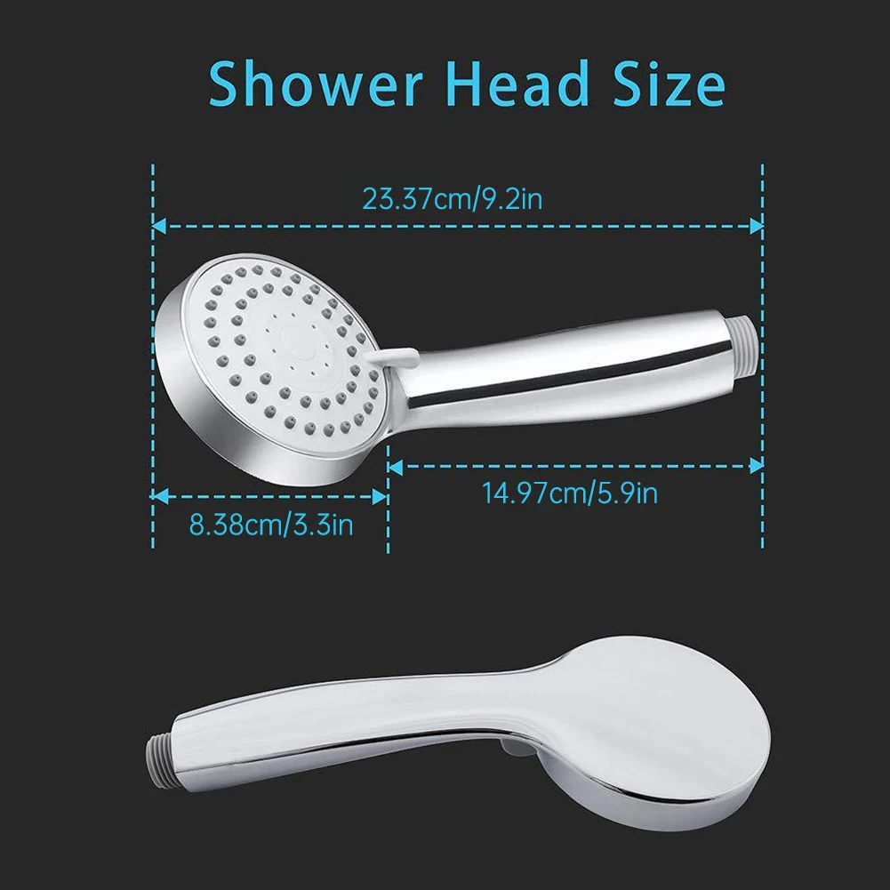 

Universal Shower Head Set Handheld Adjustable High Pressure Water Heads with Hose Silver Showers Water Saving Showerhead