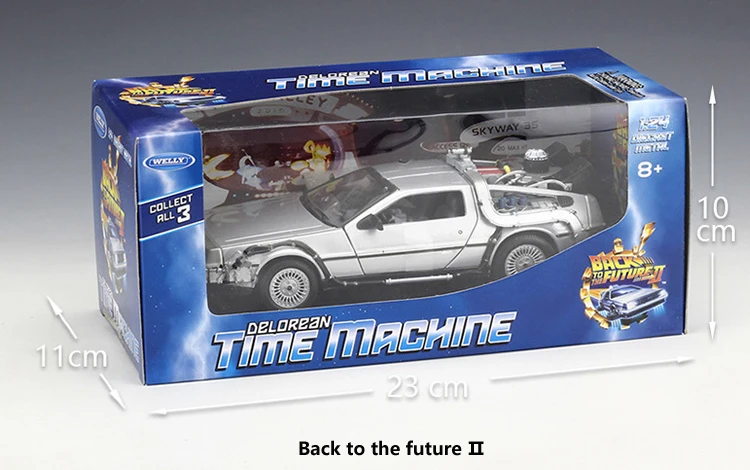 Welly 1:24 литья под давлением сплав модель автомобиля DMC-12 delorean Назад в будущее время машина металлическая игрушка автомобиль для ребенка игрушка подарок коллекция - Цвет: Back To The Future 2
