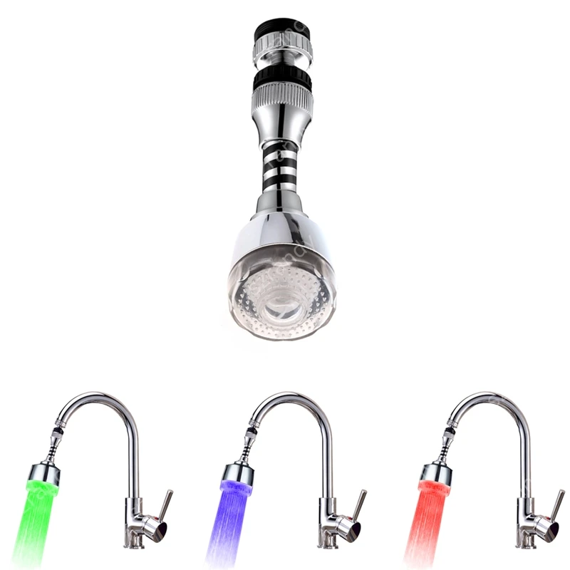 Светящаяся медная насадка с датчиком температуры для кухонного смесителя