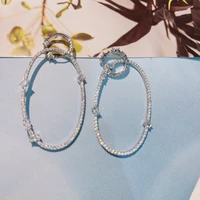 hibride luxury brazilian cubic zircon cz statement big drop earrings for women wedding dubai bridal round circle earrings e 1015