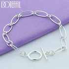 Простая цепочка DOTEFFIL из стерлингового серебра 925 пробы с пряжкой, браслет для женщин, очаровательные свадебные помолвки, модные ювелирные изделия для вечеринки