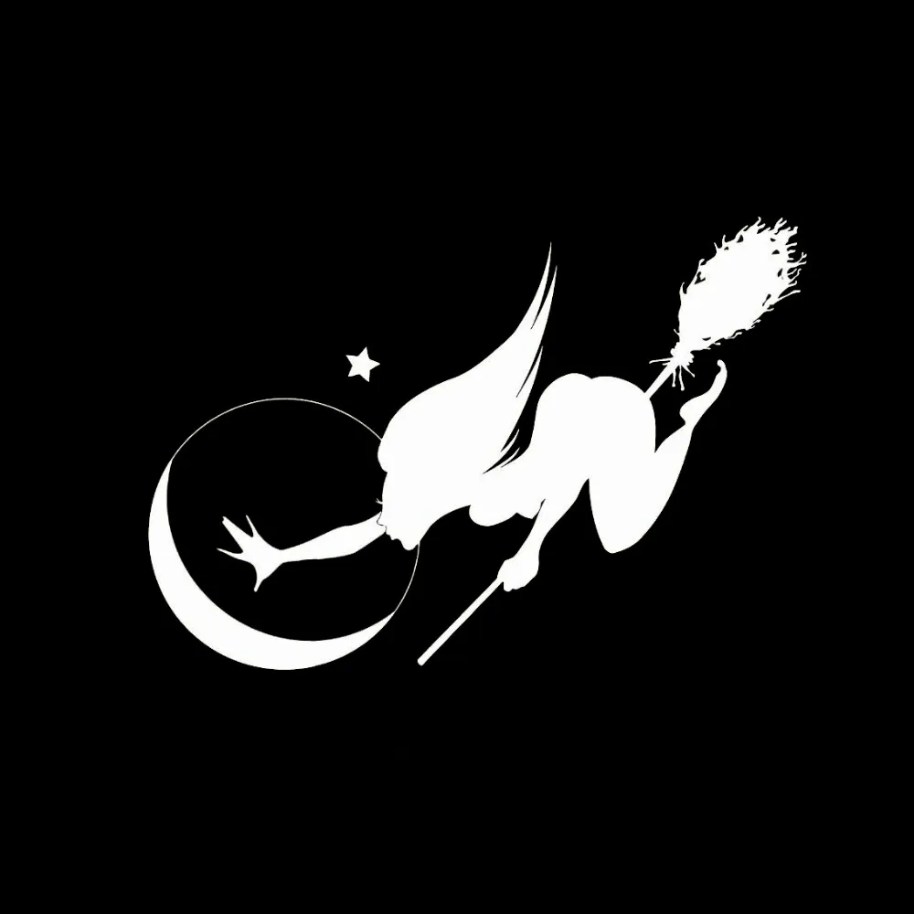 

15.4*10.7CM Witch Mysterious Car Sticker Cartoon Motorcycle Vinyl Decals Black/Silver car styling