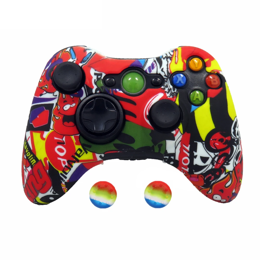 Sticker Bomb ZOMTOP защита для переноса воды с принтом кожи для Microsoft Xbox 360 проводной/беспроводной контроллер силиконовый чехол Крышка крышки - Цвет: Sticker Bomb