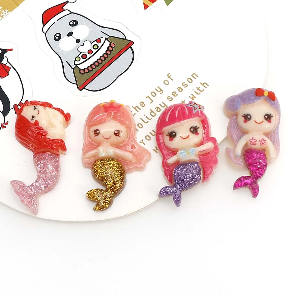 10 штук резиновые аксессуары красочные кавайные блестящие русалки смола с