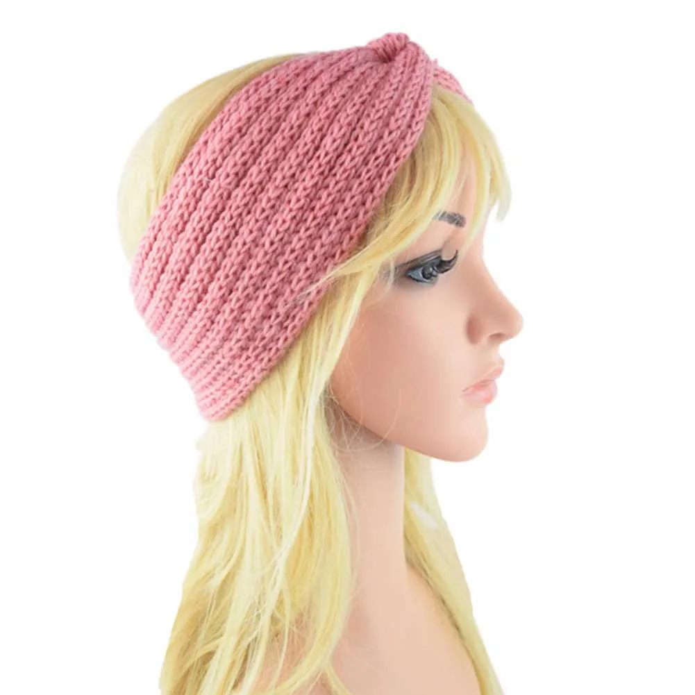 

Women Headband Ear Warmer Elegant Accessories Elastic Knitted Solid Cross Winter Wide Side Fashion Soft Girls Wrap